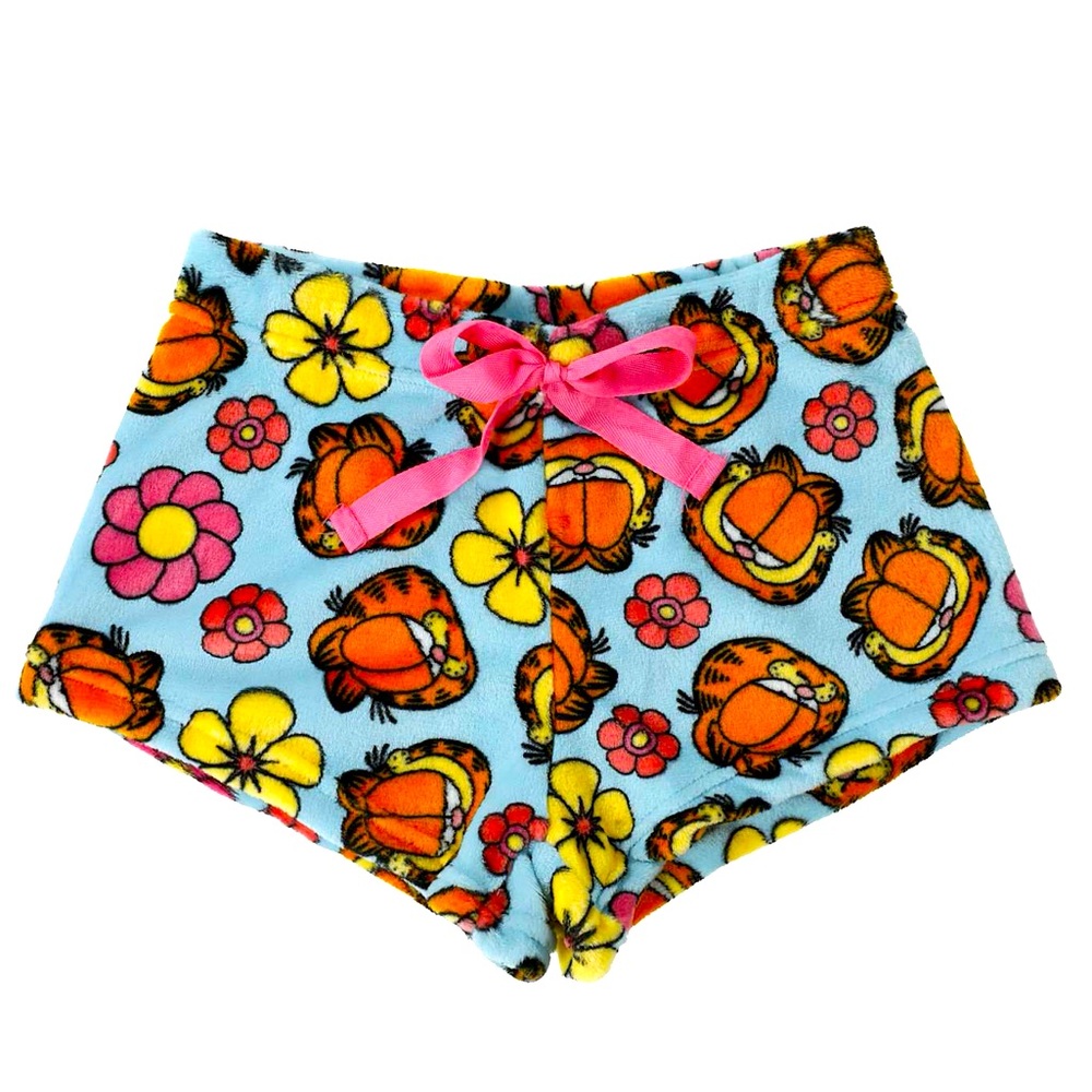 Garfield Springtime Blue and Pink  Plush Shorts NWT Size Large